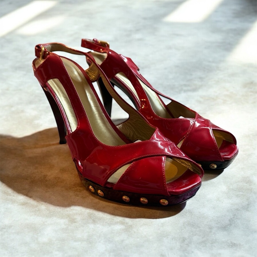 Stuart Weitzman Red Patent Leather Platform Heels